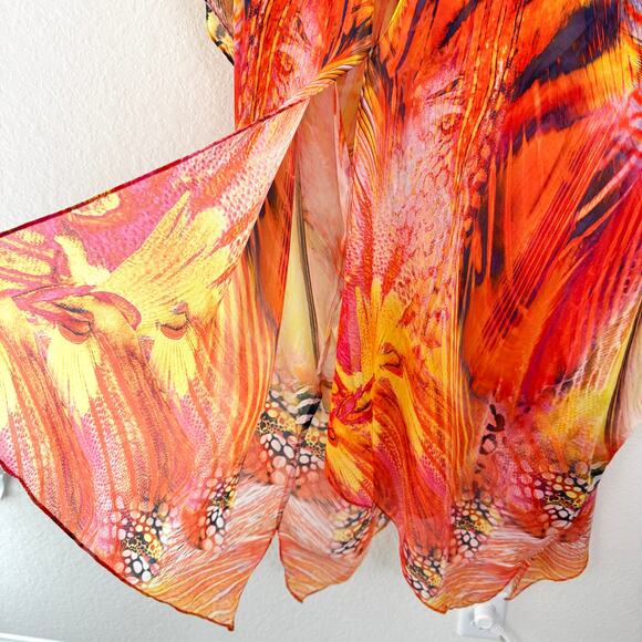 Soft Surroundings Womens Flowy Caftan One Size Lightweight Summer Orange - Picture 5 of 7